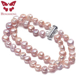 Double-deck Baroque Pearl Stretch Bracelet for Women