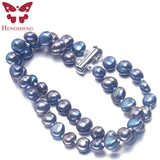Double-deck Baroque Pearl Stretch Bracelet for Women