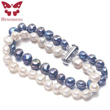 Double-deck Baroque Pearl Stretch Bracelet for Women