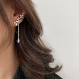 Crystal Water Flower Tassel Earbone Clip Ins Earrings Pendant Jewelry