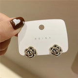 Arrival Women Classic Stud Earrings Rose Rhinestone Small Jewelry