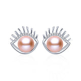 Freshwater Pearl Stud Earrings Silver 925 AAAA Women Fine Jewelry