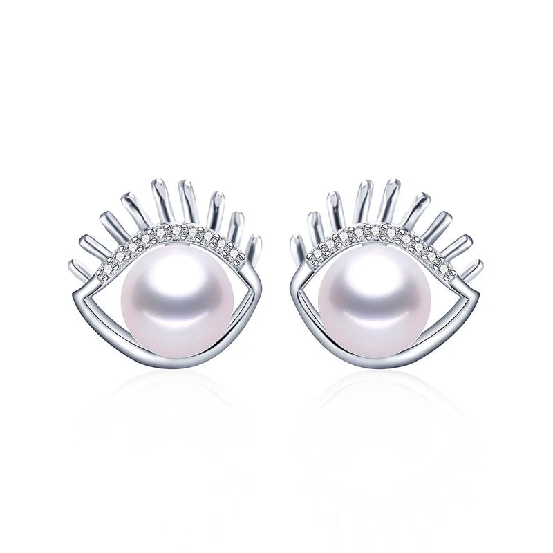 Freshwater Pearl Stud Earrings Silver 925 AAAA Women Fine Jewelry