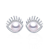 Freshwater Pearl Stud Earrings Silver 925 AAAA Women Fine Jewelry