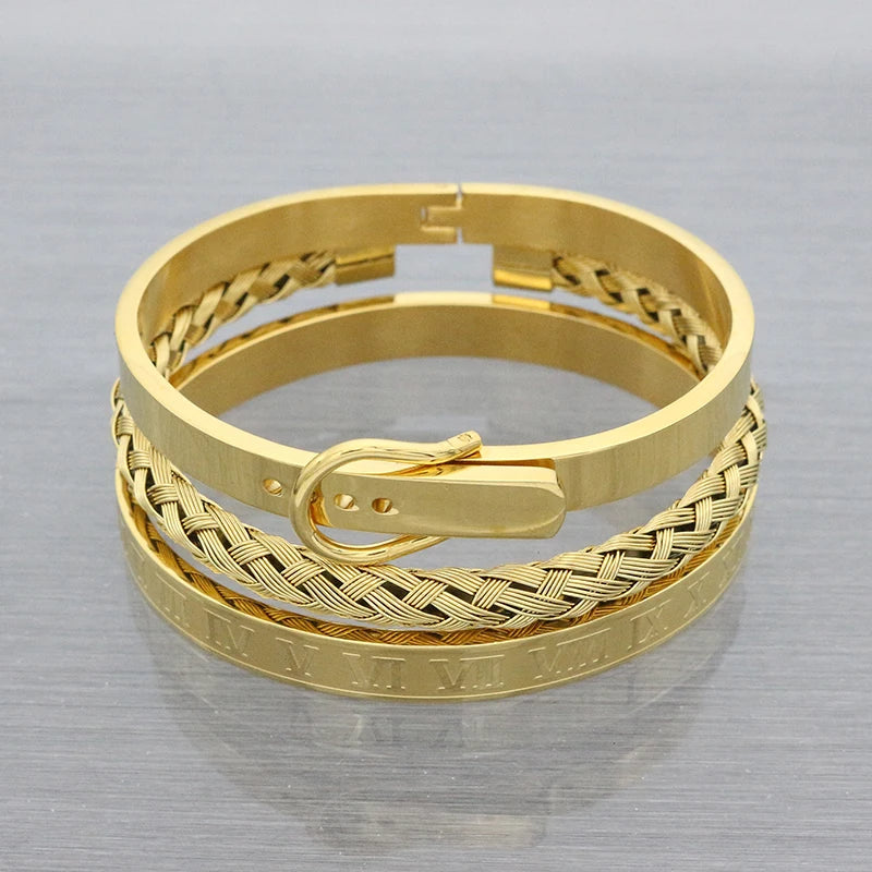 Men Roman Numerals Beaded Chain Bracelets Set