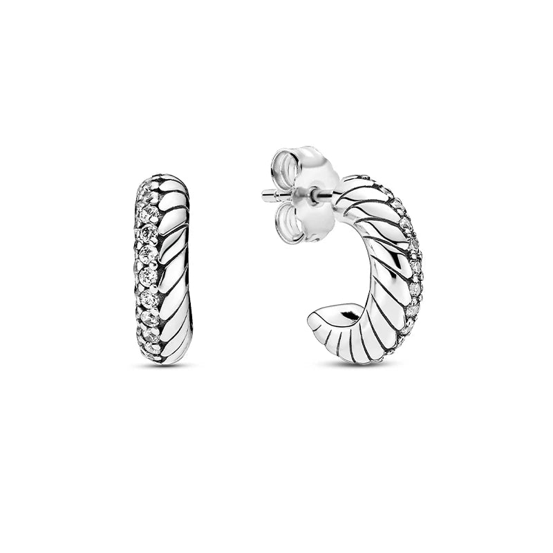 Autumen Pave Snake Chain Hoop Earrings 925 Silver Fine Jewelry