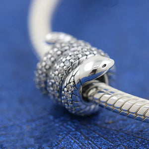 Autumn 925 Silver Snake Charms Beads for Bracelet DIY Fine Jewelry