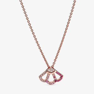 Autumn Pink Fan Necklace 925 Silver Pendant Necklaces For Women