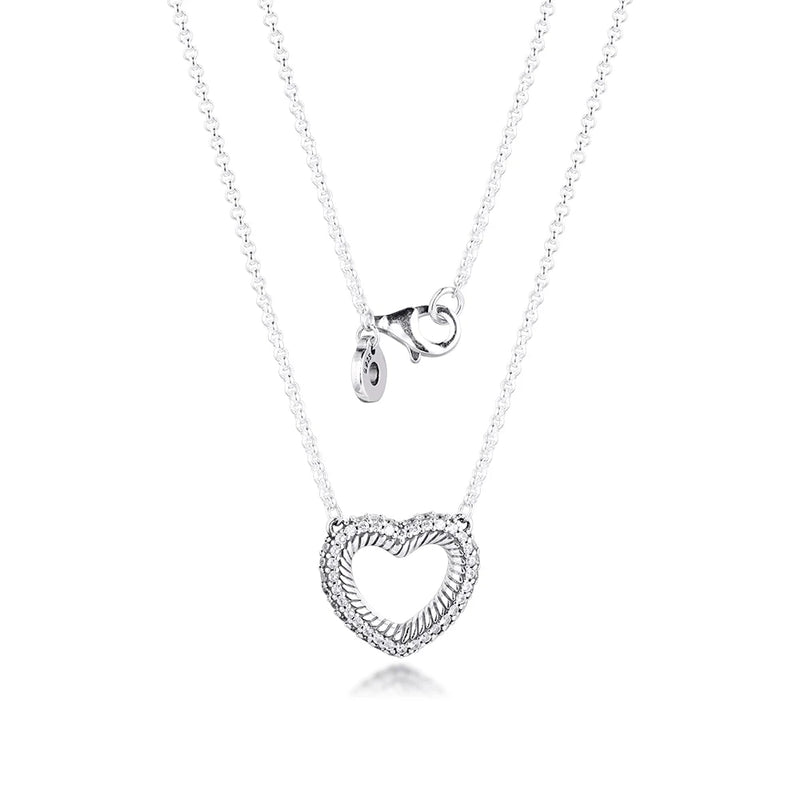 Autumn Silver Snake Chain Heart Necklace 925 Sterling Silver Jewelry Pendant