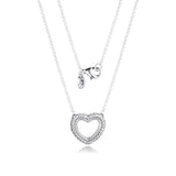 Autumn Silver Snake Chain Heart Necklace 925 Sterling Silver Jewelry Pendant