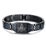 Men's Masonic Punk ID Bracelet Stainless Steel Hand Chain