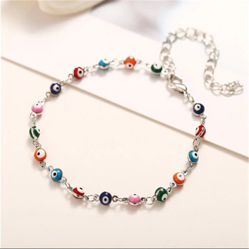 Bohemian Colorful Eyes Anklets for Women Beads Summer Ocean Beach Ankle Bracelet