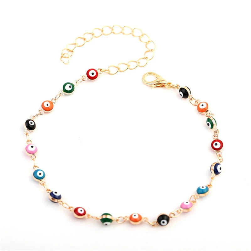Bohemian Colorful Eyes Anklets for Women Beads Summer Ocean Beach Ankle Bracelet