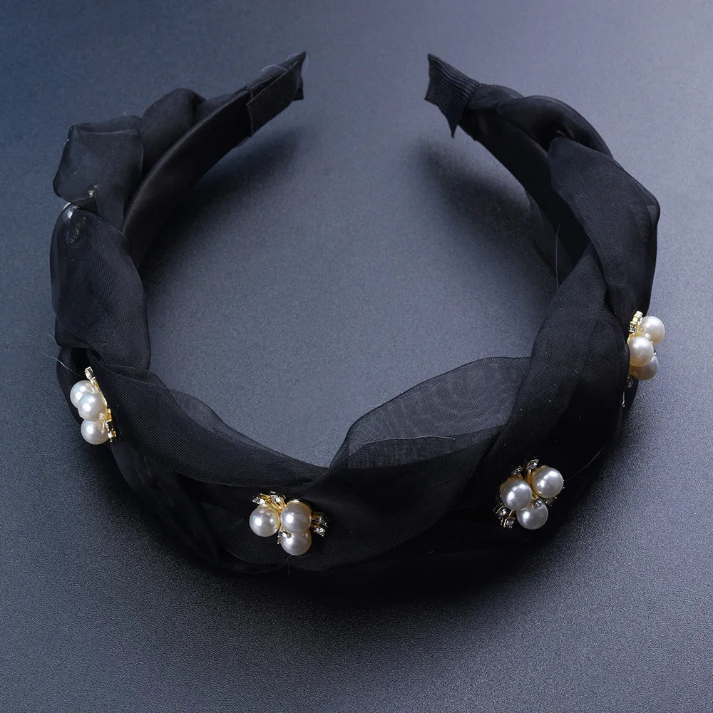 Bohemian Vintage Lace Headband With Pearls Hairband