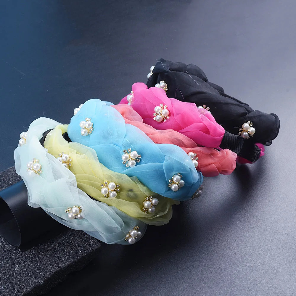 Bohemian Vintage Lace Headband With Pearls Hairband