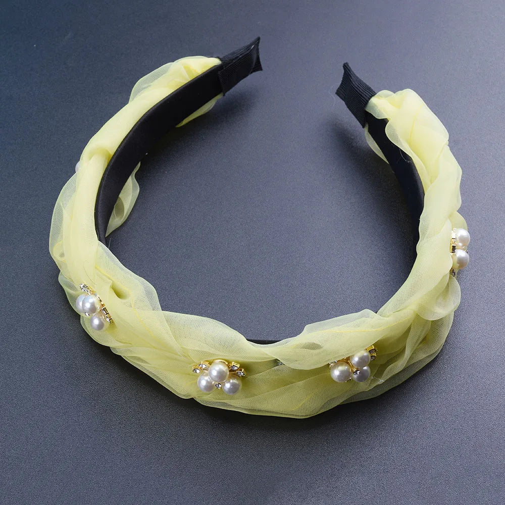 Bohemian Vintage Lace Headband With Pearls Hairband