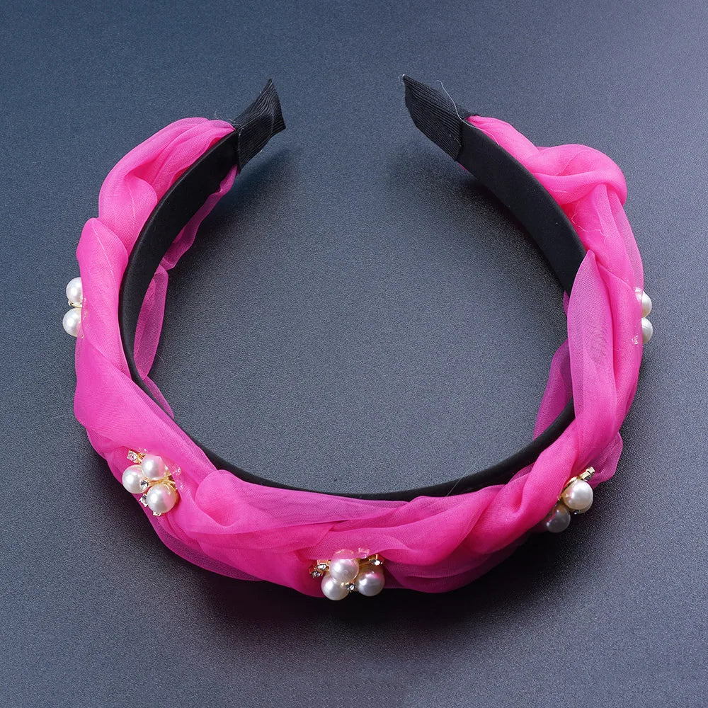 Bohemian Vintage Lace Headband With Pearls Hairband