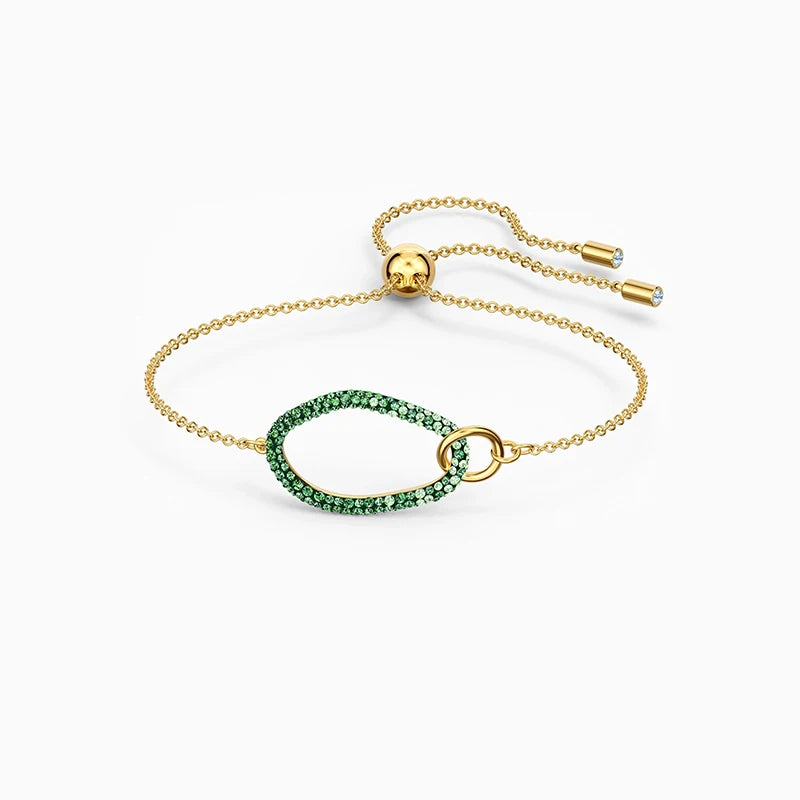 Green Crystal Bracelet Inlay Oval Decoration