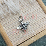Queen Bee My Heart 925 Silver Bracelet Set Pink Daisy Flower Clip