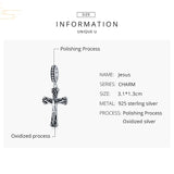 Cross Jesus Vintage Pendant 925 Sterling Silver Bead Charm