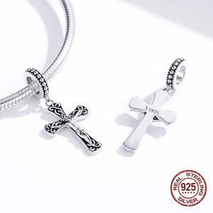 Cross Jesus Vintage Pendant 925 Sterling Silver Bead Charm