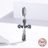 Cross Jesus Vintage Pendant 925 Sterling Silver Bead Charm