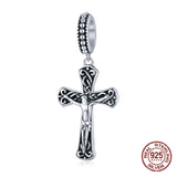 Cross Jesus Vintage Pendant 925 Sterling Silver Bead Charm
