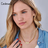 Cuban Chain Necklace Personalized Plated Nameplate Pendent Necklace For Women