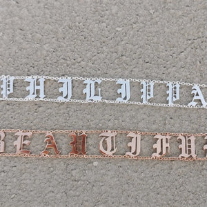 Name Choker Women Copper Letter Necklace Personalized Old English Necklace