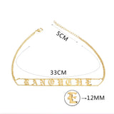 Name Choker Women Copper Letter Necklace Personalized Old English Necklace