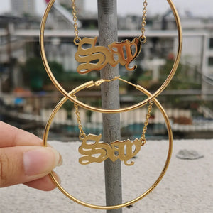 Letter Hoop Earrings Stainless Steel Drop Earrings Women