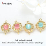 14K Pink Gemstone Charm Connectors for Jewelry Making