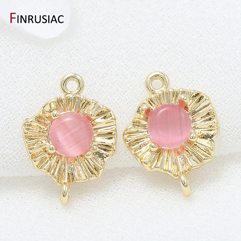 14K Pink Gemstone Charm Connectors for Jewelry Making
