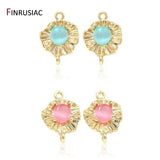 14K Pink Gemstone Charm Connectors for Jewelry Making