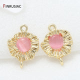 14K Pink Gemstone Charm Connectors for Jewelry Making