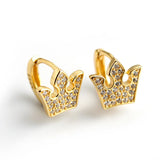 925 Silver Crown Earrings with Zircon Inlays