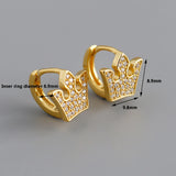 925 Silver Crown Earrings with Zircon Inlays