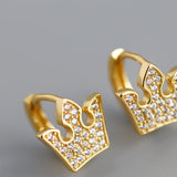 925 Silver Crown Earrings with Zircon Inlays