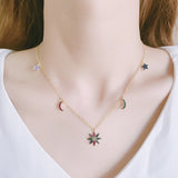 Zirconium Sun Star Necklace for Women - Elegant Clavicle Chain