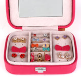 Mirrored Carry Easy Jewelry Box Leather Travel Display Storage Case