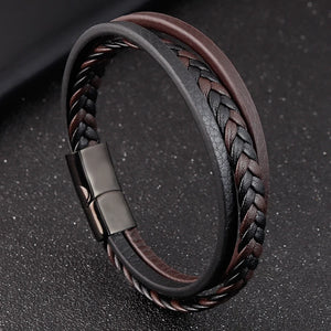 Men's Braided Leather Bracelet -Hand Jewelry Gift