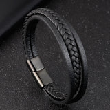 Men's Braided Leather Bracelet -Hand Jewelry Gift