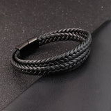Men's Braided Leather Bracelet -Hand Jewelry Gift