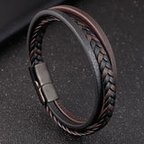 Men's Braided Leather Bracelet -Hand Jewelry Gift