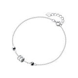 S925 Sterling Silver Bracelet Round Elliptical Cylinder Bead Wild Jewelry