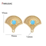 14k Plated Zircon Fan-shaped Post Earrings Findings DIY Jewelry Supplies