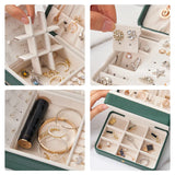 Double-Layer Jewelry Organizer PU Leather Jewelry Box Large Space Jewelry Holder