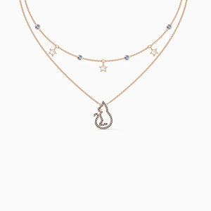 Double Star Mouse Rose Necklace Halloween Gift