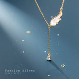 925 Silver Cubic Zirconia Angel Wings Necklace Jewelry