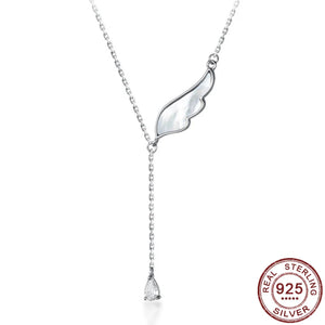 925 Silver Cubic Zirconia Angel Wings Necklace Jewelry